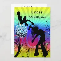 colorful disco retro  party Invitation