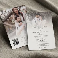 Elegant 2 Photos Overlay QR Code Formal Wedding  Invitation