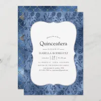 Blue Glitter Mermaid Pattern Quinceanera Invitation
