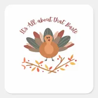 All About That Baste Sloth Classic Whimsical Style Square Sticker
