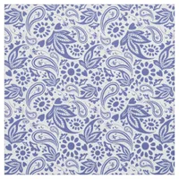 Boho chic Blue White Paisley and Flowers Pattern Fabric