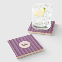 Country-Style Purple Striped Monogram Stone Coaster