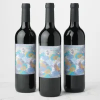 Modern Tropical Beach Coastal Wedding Wine Label