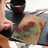 Red Roses, Bird on Tree Notebook