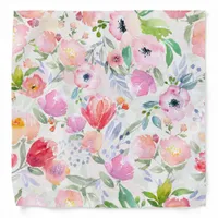 Watercolored pink flowers soft pastel bohemian bandana