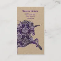 Pretty Boho Purple Unicorn Business Card