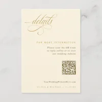 Elegant Gold Ecru Wedding Details Enclosure Card