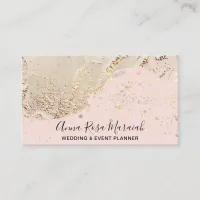 *~* Gold Foil Glitter Beauty Wedding Elegant Pink Business Card