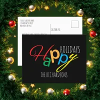 Happy Holidays Playful Text With Colorful Letters Holiday Postcard