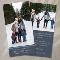 Blue Simple Modern Photo  Holiday Card