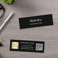 Black white logo QR code Mini Business Card