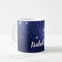 Blue glitter name script elegant coffee mug