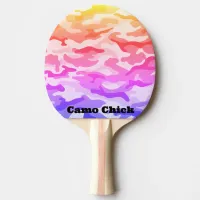 Girly Camouflage Pastels Monogram in Black | Ping Pong Paddle