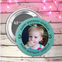 Personalized Name, Age and Photo Birthday  Button