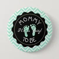 Mom to be Sage Green Chevron Baby Shower button