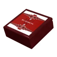 Monogram Red & White Lace Unique Jewellery Gift Bo Jewelry Box