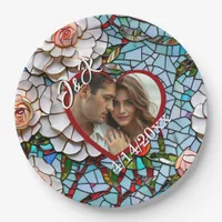 Mosaic Stained Glass and Tile Wedding Personalized Paper Plates