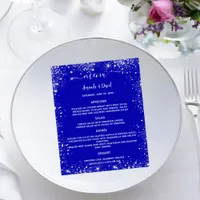 Wedding Menu royal blue silver glitter budget Flyer