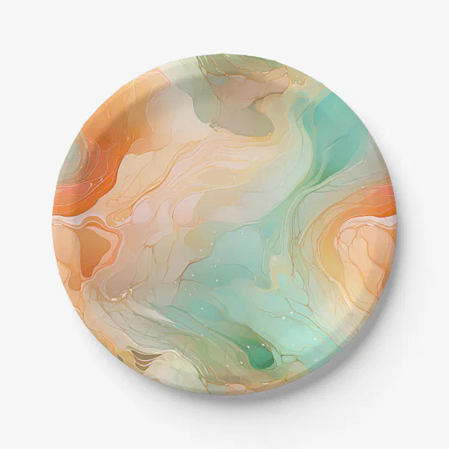 Marble Terracotta and jade Paper Plates