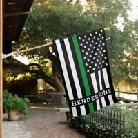 Thin Green Line Personalized Military House Flag