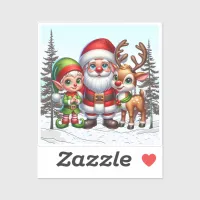 Cute Santa, Elf and Reindeer Christmas  Sticker