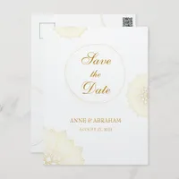 Luxury Gold Flowers Pattern Save the Date Wedding  Postcard