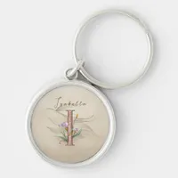 Personalized Pastel Iris Monogram 'I' Keychain