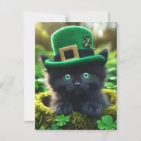 Adorable Lucky Black St. Patrick's Day Kitten Postcard