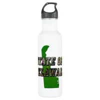 State of Delaware Picture Text & Map Outline Stainless Steel Water Bottle