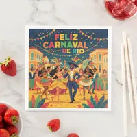 Feliz Carnaval de Rio Colorful Dancers Celebration Paper Dinner Napkins