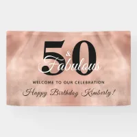 Rose Gold Glam 50 and Fabulous Birthday Party Bann Banner