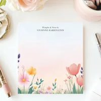 Pretty Wildflower Watercolor Meadow Personalized Notepad