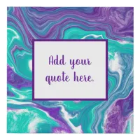 Purple and Teal Fluid Art Marble like CustomQuote  Faux Canvas Print