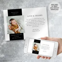 Love & Thanks Photo New Baby Birth Announcement