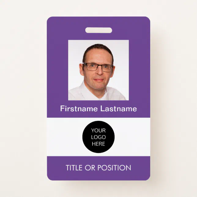 Photo ID Purple Name Badge