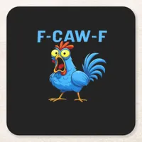 F-Caw-F Graphic Gear Creative Design Square Paper Coaster
