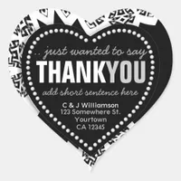 Funky Thank You Abstract Black+White Heart Sticker