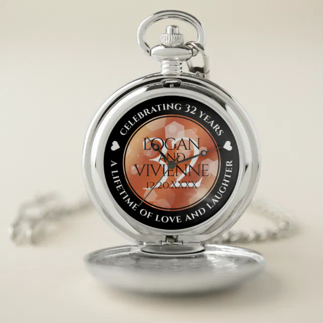 Elegant 32nd Bronze Wedding Anniversary Pocket Watch