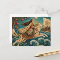 Woman and Dog Fantasy Sea Adventure Postcard