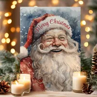 Merry Christmas Jolly Watercolor Santa Claus Holiday Card