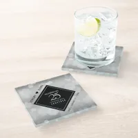 Elegant 25th Silver Wedding Anniversary Glass Coaster