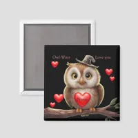 Cute little Funny Owl with love Hearts Magnet