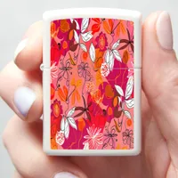 Vibrant Floral Pattern in Warm Colors and Shapes Zippo Lighter