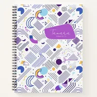 Retro Geometric Abstract Pat#4 Purple Blue ID1067 Notebook