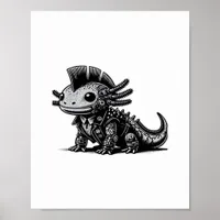 Whimsigoth Cyborg Axolotl Vintage Art Design Class Poster