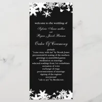 Black snowflakes winter wedding program