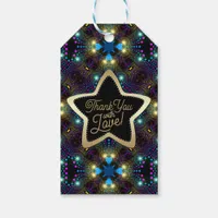 Thank You With Love Black Gold Magical Stars Gift Tags