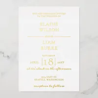 Elegant Calligraphy Modern Wedding  Foil Invitation