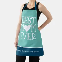 Best Mum Mom Ever Heart Teal Turquoise Apron