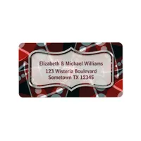 Modern Deep Red+Grey Abstract Address Labels